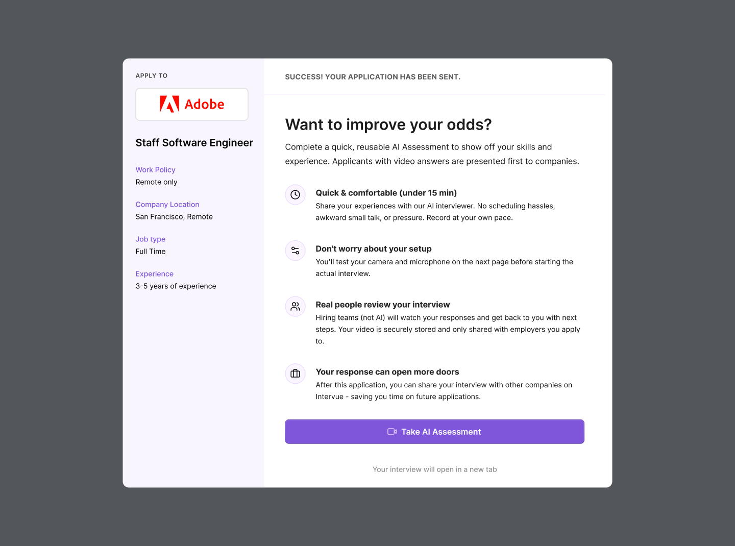 Want to improve your odds?, explainer for the reusable AI video assessment